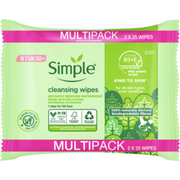 Photo of Simple Cleansing Biodegradable Face Wipes Multipack 50 Pack