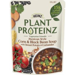 Photo of Heinz® Plant Proteinz™ Mexican Style Corn & Black Bean Soup With Sweet Potato & Coriander 330g