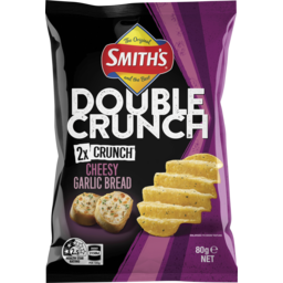 Photo of Smiths Double Crunch Potato Chips Cheesy Garlic Bread Snack Bag Share Pack