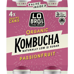 Photo of Lo Bros Kombucha Passionfruit 4x250ml
