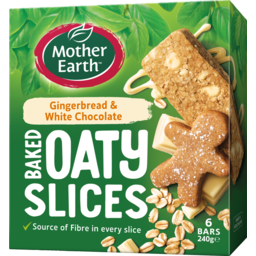 Photo of Mother Earth Oaty Slices Gingerbread White Chocolate 6 Pack