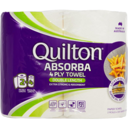 Photo of Quilton Absorba Double Length Extra Strong & Absorbent 4 Ply Paper Towel 2 Pack