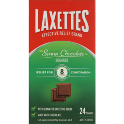 Photo of Laxettes Laxative With Senna Chocolate Squares 24 Pack