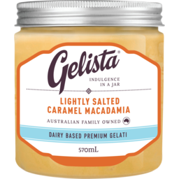 Photo of Gelista Lightly Salted Caramel Macadamia Dairy Based Premium Gelati 570ml