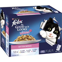 Photo of Purina Felix Kitten Menus Pouches Multipack Cat Food 12x85g