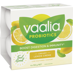 Photo of Vaalia Probiotic Yoghurt Lemon Creme 4 X 150g 4.0x150g