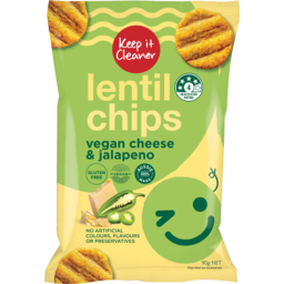 Photo of Keep It Cleaner Vegan Cheese & Jalapeno Lentil Chips 90g