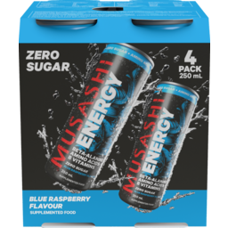Photo of Musashi Energy Drink Blue Raspberry 250ml 4 Pack