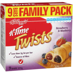 Photo of Kellogg's K-Time Baked Twists Strawberry & Blueberry Flavour E333g (9 X 37g) 333g