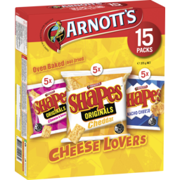 Photo of Arnott's Shapes Cracker Biscuits Cheese Lovers 15 Pack 375g