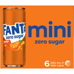 Photo of Fanta Orange Soft Drink Multipack Mini Cans Zero Sugar 6x250ml