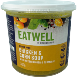 Photo of Kitchenhand Eatwell Chicken & Corn Soup With Fresh Ginger & Tumeric 360g