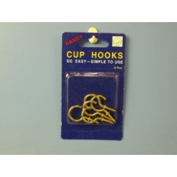 Photo of Handy Cup Hooks Brass 19mm Pk-5