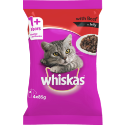Photo of Whiskas Cat Food Pouch Beef In Jelly 4 Pack