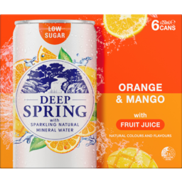 Photo of Deep Spring With Sparkling Natural Mineral Water Orange & Mango Cans