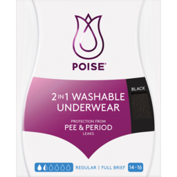 Photo of Poise 2in ashable Brief Size 14-16 Black Single Pack
