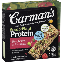 Photo of Carman's Seed & Plant Protein Bars Raspberry & Pistachio 5 Pack 150g