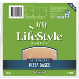 Photo of Lifestyle Bakery Gluten Free Soft N Light Pizza Base 2 Pack 300g