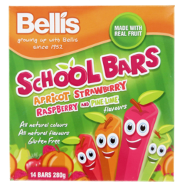 Photo of Bellis Assorted Apricot Strawberry Raspberry And Pine Lime School Bars 14 Pack 280g