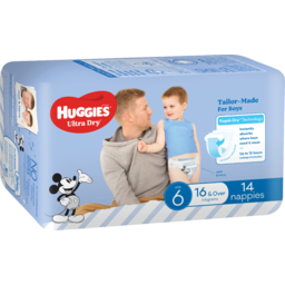 Photo of Huggies Ultra Dry Nappies Boys Size 6 Junior (16kg+) 14 Pack 