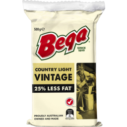 Photo of Bega Country Light Vintage 25% Less Fat Cheese Block 500g