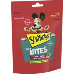 Photo of Schmackos Tasty Bites Dog Treat Chewy Slices Beef 155g Bag
