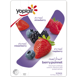 Photo of Yoplait Real Fruit Berry Punnet Multipack Yoghurt 12x100g