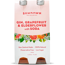 Photo of Sundown Gin, Grapefruit & Elderflower with Soda Bottles