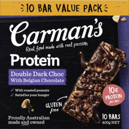 Photo of Carmans Protein Double Dark Choc With Belgian Choc Bars 10 Pack 400g