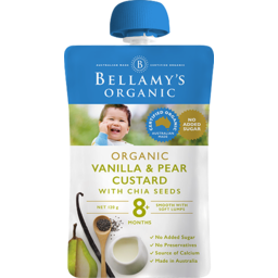 Photo of Bellamys Custard Vanilla Pear 120g