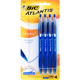 Photo of Bic Atlantis Medium Ball Pens Blue 4 Pack 