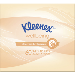 Photo of Kleenex Wellbeing Aloe Vera & Vitamin E 3 Ply Facial Tissues 60 Pack