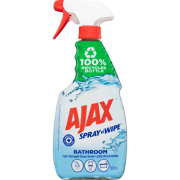 Photo of Ajax Spray N' Wipe Bathroom Antibacterial Disinfectant Cleaner Soap Scum Remover Trigger Surface Spray 500ml