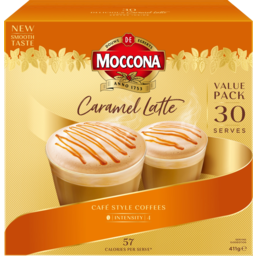 Photo of Moccona Caramel Latte Cafe Style Coffee Sachets 30 Pack 411g