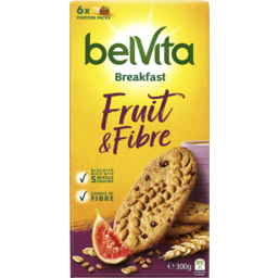 Photo of Belvita Breakfast Fruit & Fibre Made With 5 Wholegrain Cereals Biscuits 6 Pack 300g