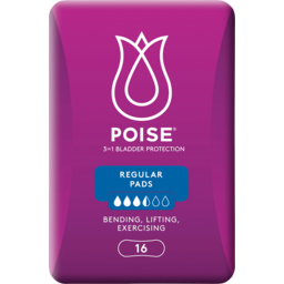 Photo of Poise Regular Absorbency Pads 16 Pack