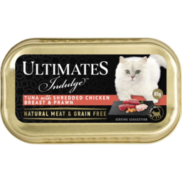 Photo of Ultimates Indulge Tuna With Shredded Chicken Breast & Prawns Cat Food Tray 85g