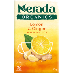 Photo of Nerada Organics Lemon & Ginger Tea Cup Bags 40pk