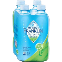 Photo of Mt. Franklin Mount Franklin Lightly Sparkling Water Lime, Bottles 4 X 450ml 4.0x450ml