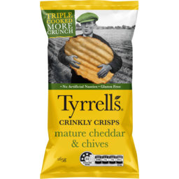 Photo of Tyrrells Mature Cheddar & Chive Crinkly Crisps 165g