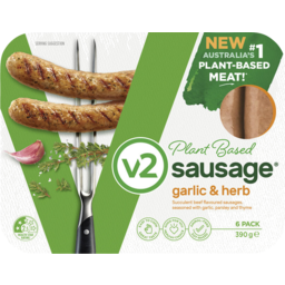 Photo of V2 Plant Based Sausage Garlic & Herb 6 Pack