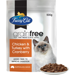 Photo of Fussy Cat Grainfree+ Improved Digestion Chicken & Turkey With Cranberry Dry Cat Food 500g