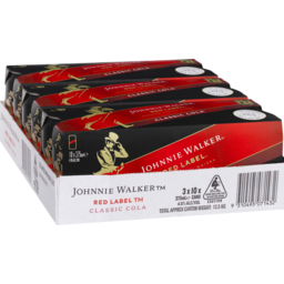 Photo of Johnnie Walker Red Label & Cola Can 4.6% 375ml 3x10 Pack