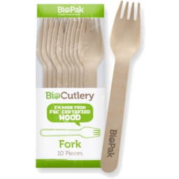 Photo of Bio Cutlery Wooden Fork 10pk