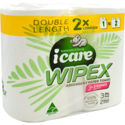 Photo of ICARE TOWEL WIPEX 3PLY DOUBLE LENGTH 2PK