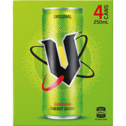 Photo of V Guarana Energy Drink Cans 4x250ml