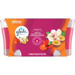 Photo of Glade Energize 2 In1 Vanilla Passion Fruit + Hawaiian Breeze Candle 2 Pack