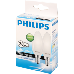 Photo of Philips Classic Halogen Light Bulb Candle 28W SES Frosted 2pk