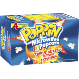 Photo of Poppin Microwave Popcorn Triple Butter Flavour Explosion 4.0x100gm
