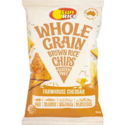 Photo of Sunrice Brown Rice Chips Farmhouse Cheddar 150g